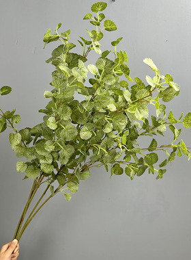 长枝迷你海棠叶仿真花束尤加利叶轻奢放客厅的摆设桌家居装饰摆件