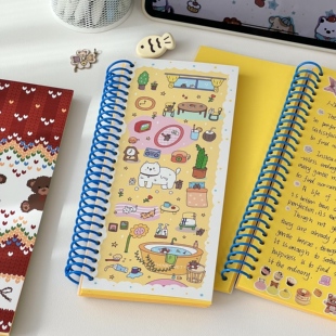 韩系简约蓝色a6线圈本高颜值ins风创意学生便携笔记本手账日记本