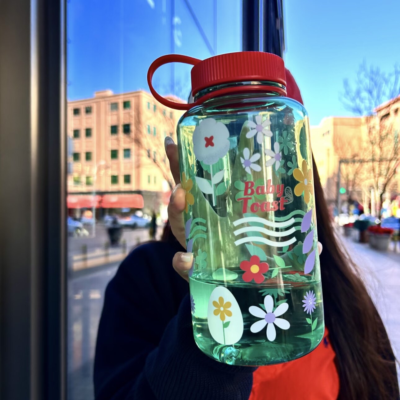 美式大容量花朵印花水杯便携耐高温创意运动水壶男女通用水杯耐热