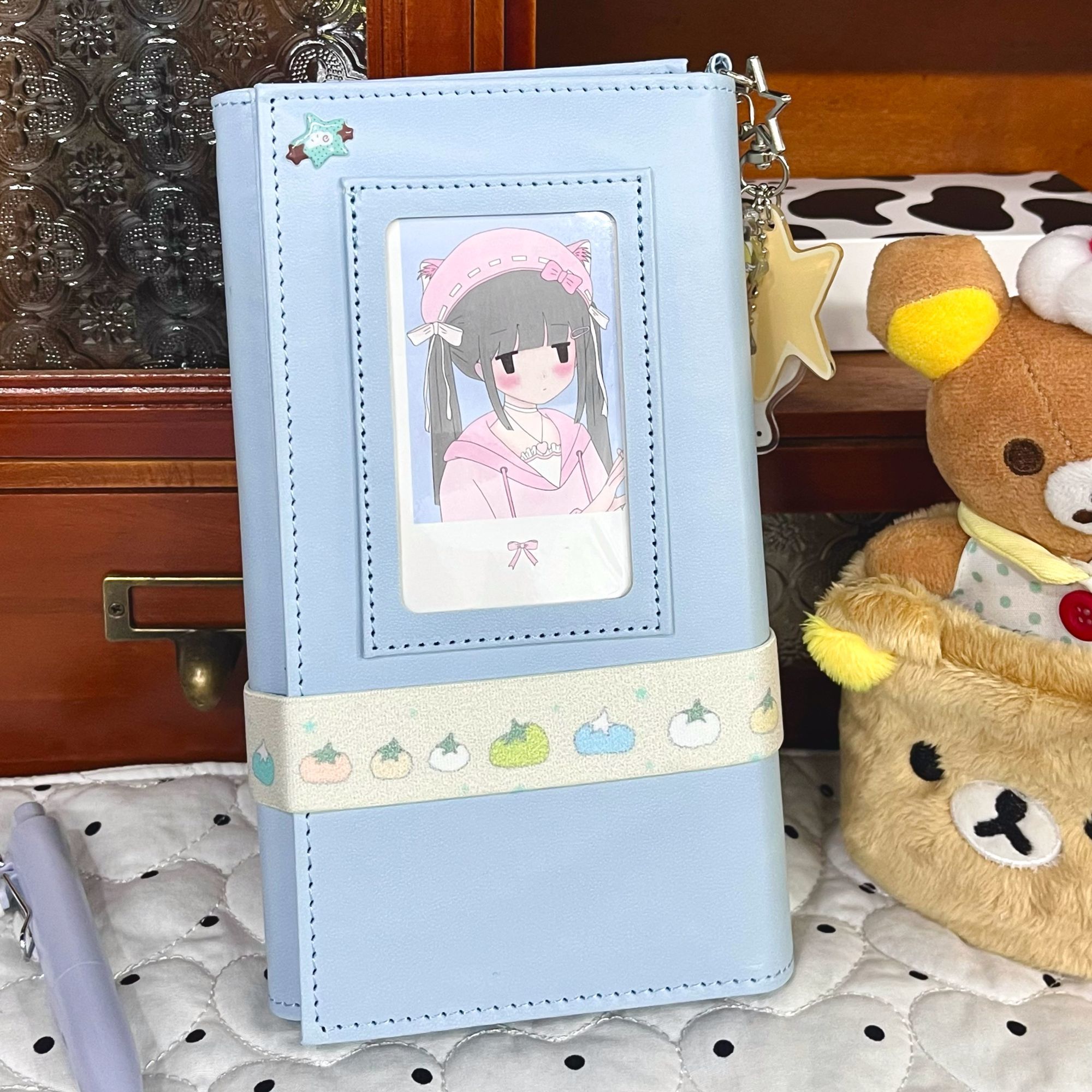 纯色简约三折开窗A6活页手账本PU皮质高颜值学生笔记本日程记事本