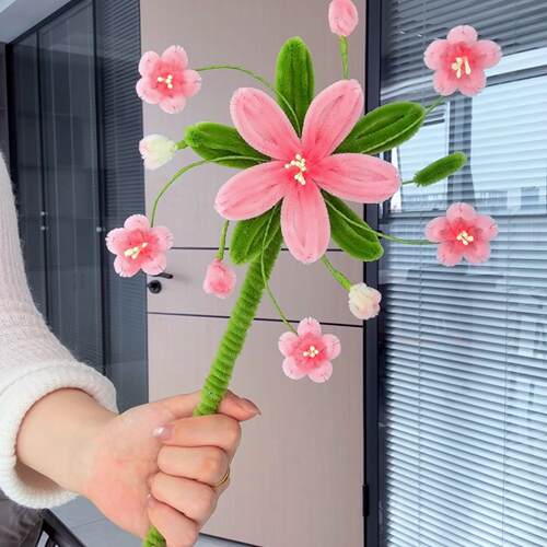 手持春日桃花风车剑扭扭棒diy材料包手工送女友礼物
