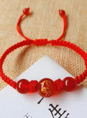 本命年红绳手环红色元素配饰本命年红色饰品手上戴的红绳子手饰品