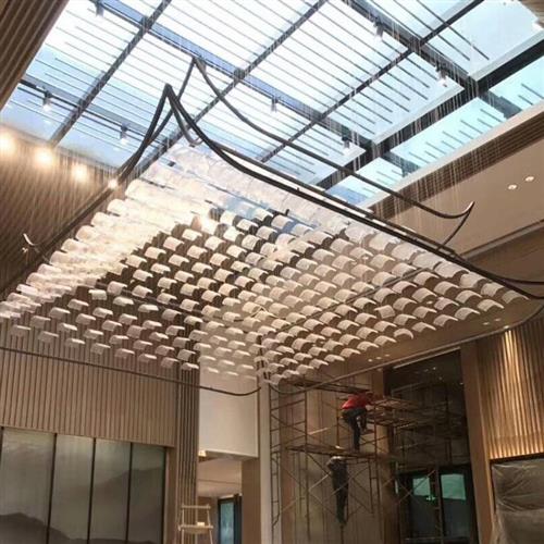 创意个性瓦片玻璃水晶大型吊灯售楼部大厅堂沙盘酒店装饰工程灯具