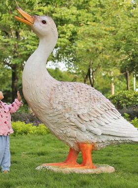 户外鸭子摆件玻璃钢大型仿真动物家禽模型番鸭麻鸭雕塑店门口装饰
