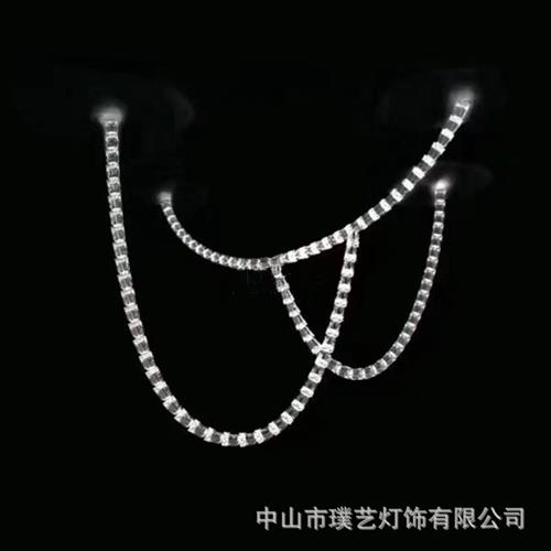 水晶吊灯珍珠项链发光绳子长吊灯别墅楼梯灯链条灯发光水晶灯U型