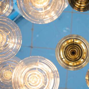 酒店大堂灯过道装饰吊灯会所美容院前厅接待洽谈区玻璃彩色灯制作