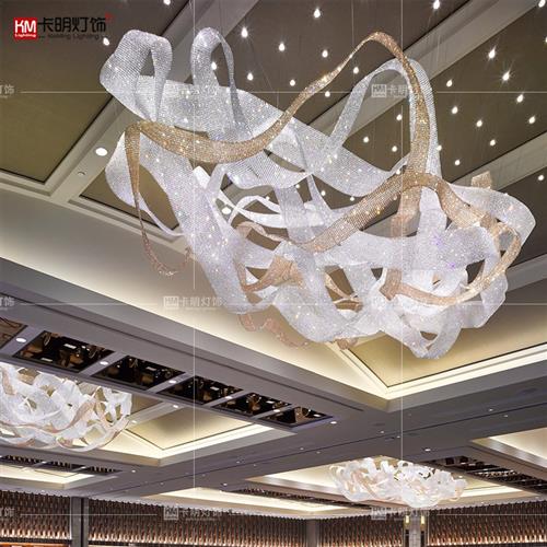 售楼部会议室大堂水晶飘带吊灯创意个性酒店大厅异形水晶灯具