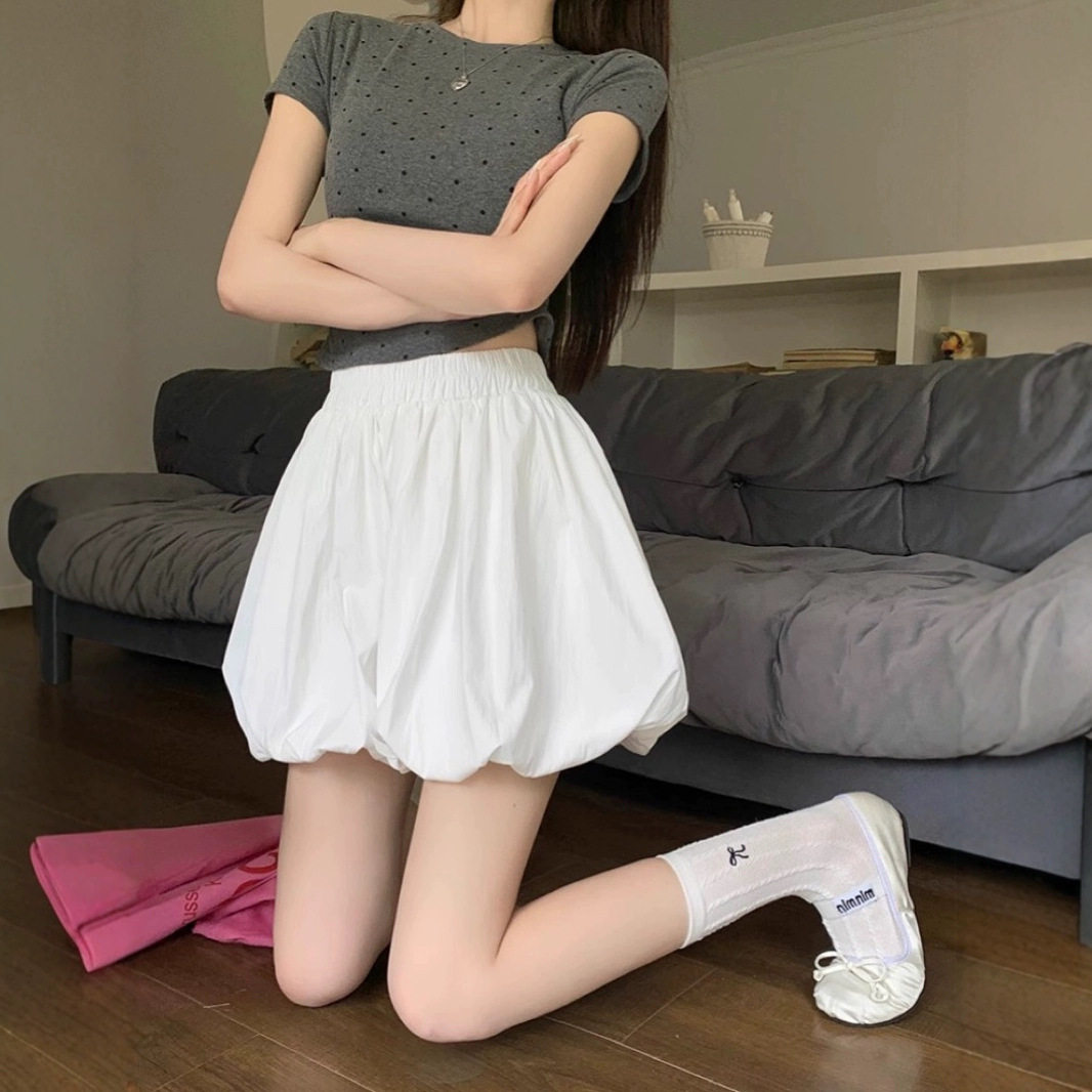 黑色花苞短裤女夏季2026