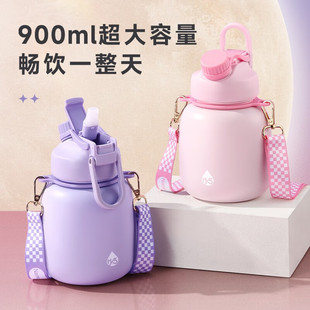 亲子316L不锈钢保温杯高颜值学生大容量水杯 HY3双饮口大肚杯女款