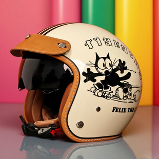 台湾JEF复古头盔摩托车四分之三盔男女机车半盔美式巡航踏板盔夏