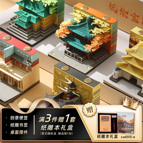 南京纸绘金陵3D立体纸雕日历便签