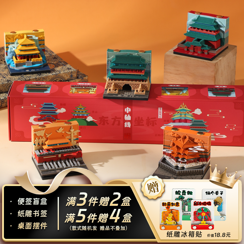 北京中轴线3d立体2026年纸雕日历便签手撕北京天安门文创纪念礼品,文具电教/文化用品/商务用品,立体便签/3D纸雕,淘宝优惠券,粉丝福利购,淘宝优惠卷