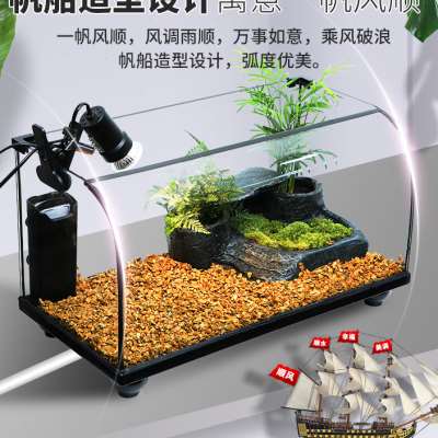 乌龟缸大型带晒台造景养龟箱玻璃客厅小型专用家用龟鱼混养生态缸