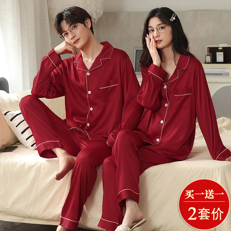 维多利亚真丝睡衣女红色桑蚕丝