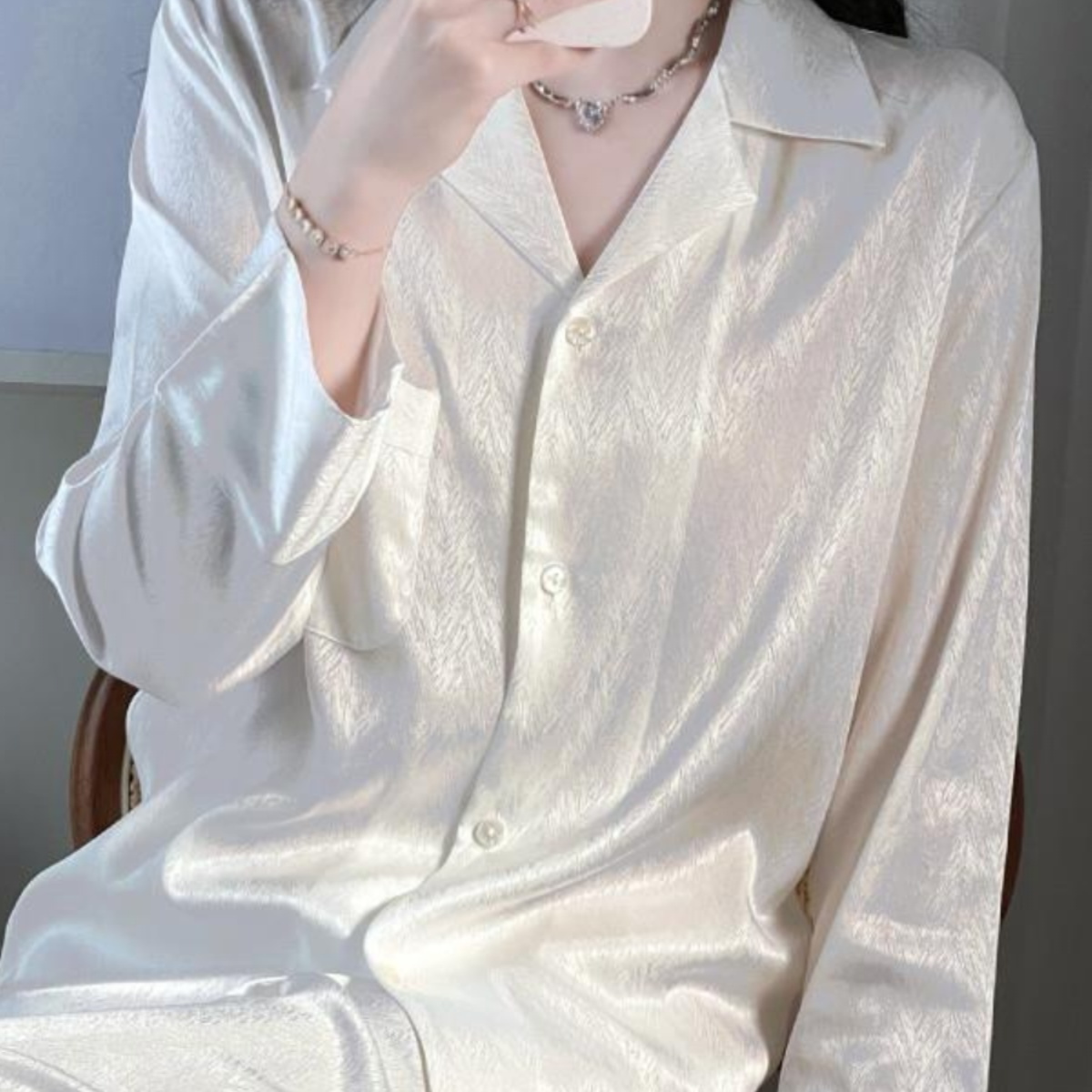 维多利亚真丝睡衣长袖家居服