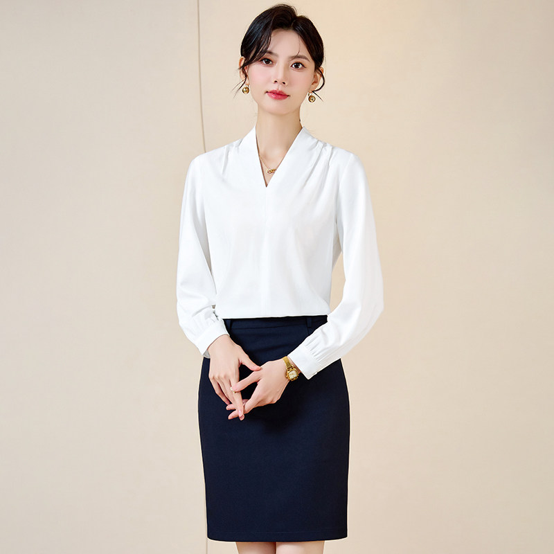 正装职业套装春秋白色长袖衬衫时尚气质女神范酒店经理前台工作服