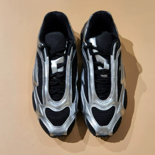 男女同款 2026年新款 百搭休闲鞋 板鞋 黑银复古老爹增高厚底女鞋