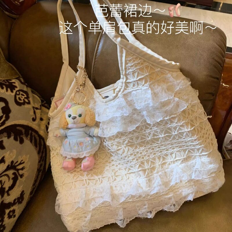 日本代购ball chain夏季休闲度假仙气蕾丝单肩挎包大容量通勤女包