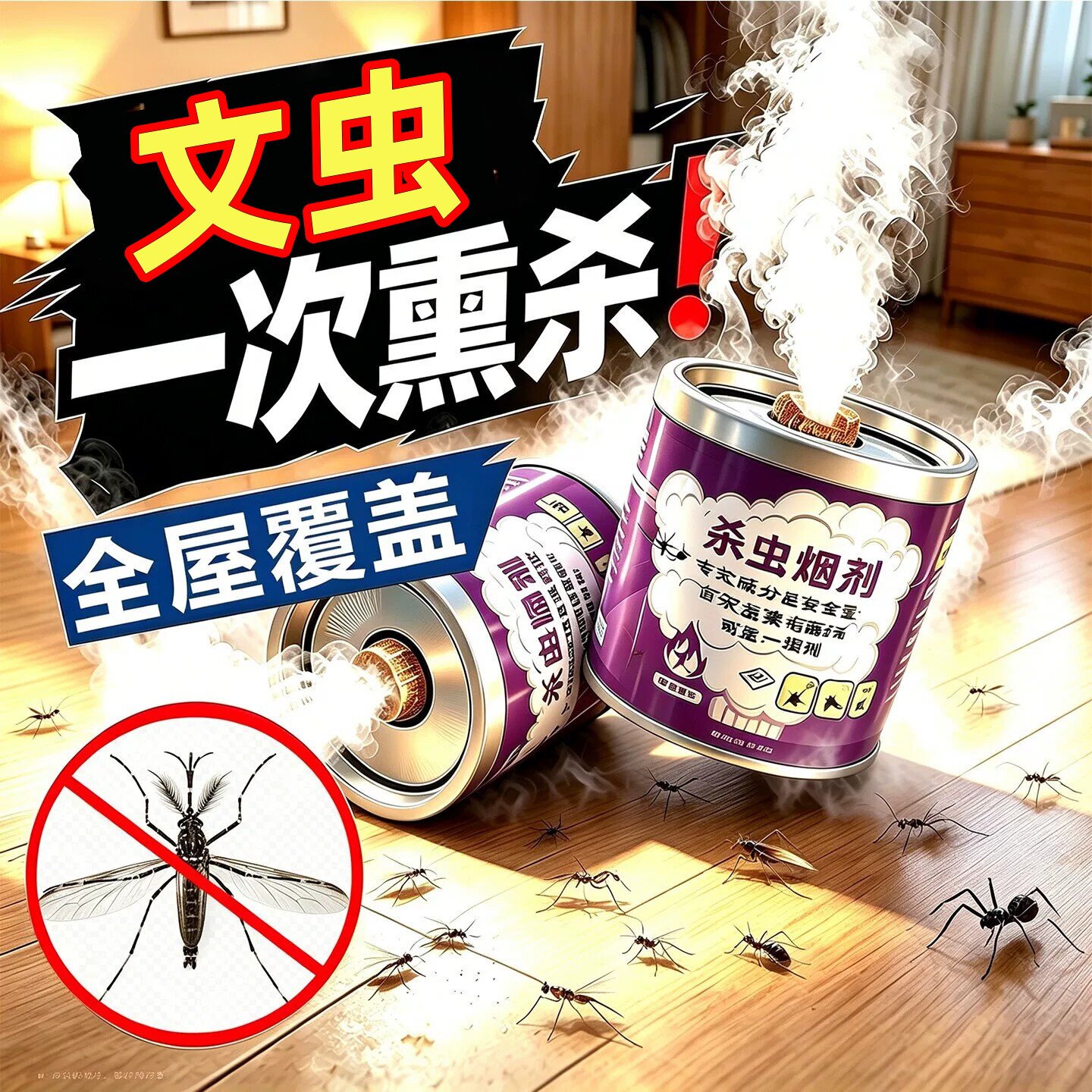 灭蚊烟雾杀虫剂室内驱蚊灭除蚊子强力烟剂熏杀家用蟑螂螨虫烟雾弹