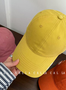 2025多巴胺美式复古深顶加深棒球帽男黄色鸭舌帽女橘色加大春夏季