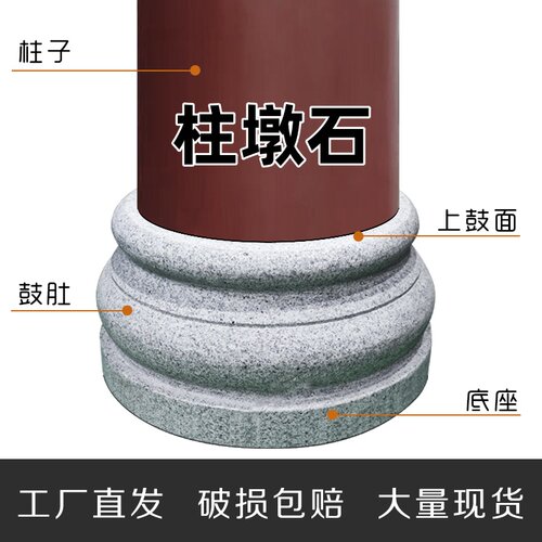 柱墩石青石底座柱基石仿古柱脚石雕柱皮圆墩空心柱墩石墩子柱脚石