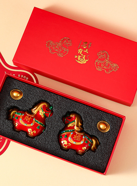 马年冰箱贴马上有钱福字磁吸贴生肖马年新春文创3D立体对联装饰品