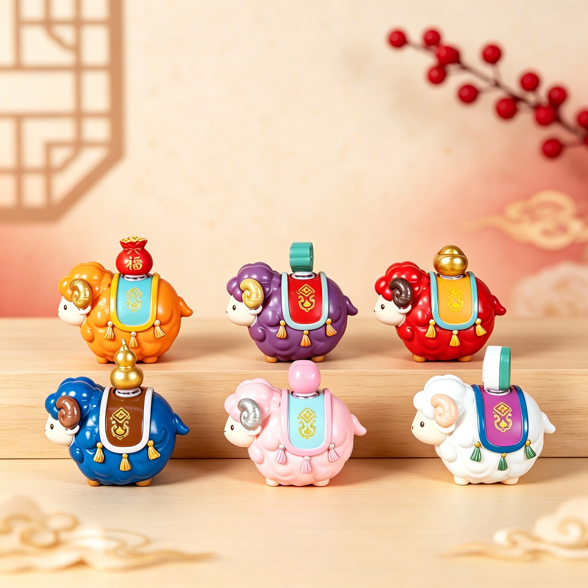 羊年生肖吉祥物摆件年会伴手礼可爱小羊公仔盲盒招财装饰新年礼物