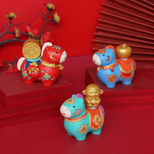 马上封侯生肖马摆件办公室工位桌面车载摆设马上有钱伴手礼吉祥物
