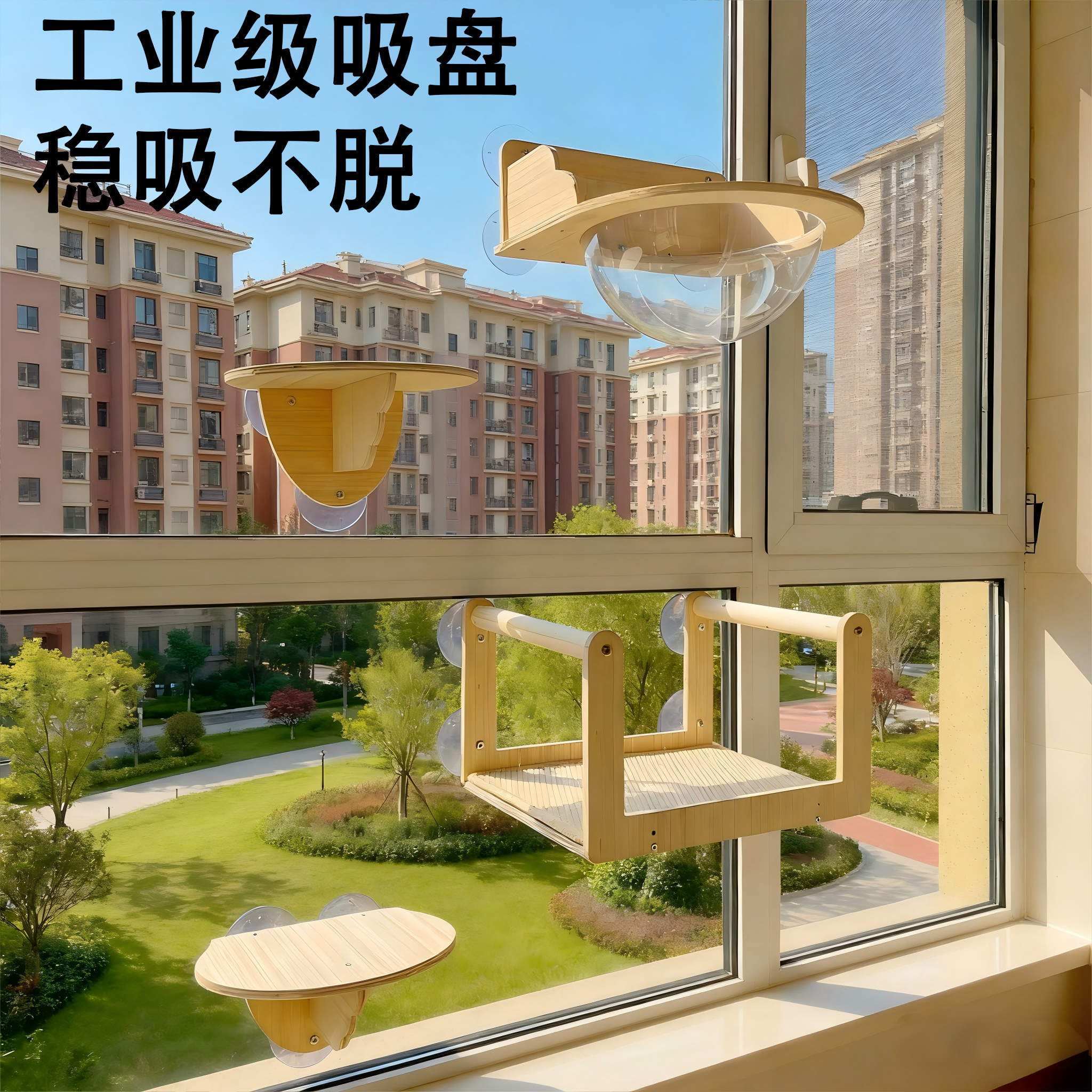 吸盘式猫窝悬挂猫吊床猫咪晒太阳神器猫爬架猫跳板阳台窗户玻璃窗