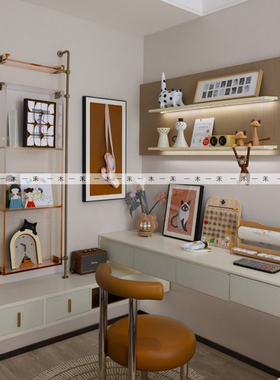 现代简约样板间儿童房女孩房绘画主题毛绒玩具软装组合摆件装饰品