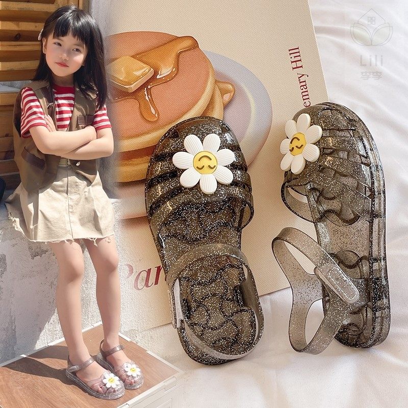 儿童凉鞋女孩包头夏季女童海边玩水公主软底鞋宝宝镂空果冻罗马鞋