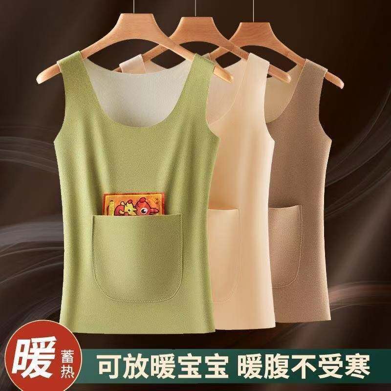 保暖背心女前后双口袋暖