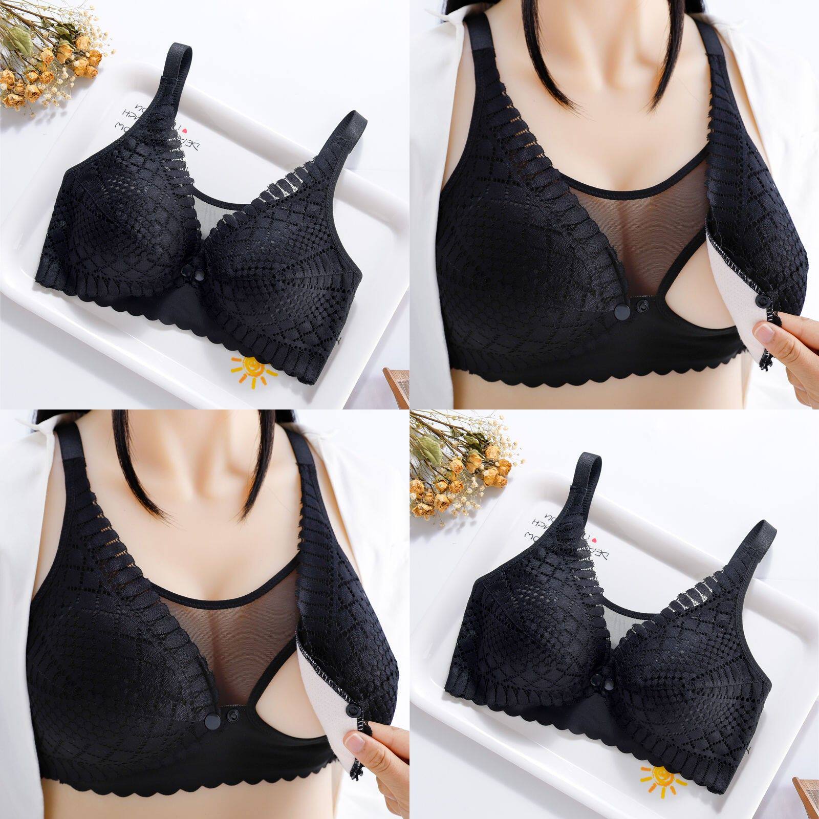 哺乳文胸夏季薄款聚拢防下垂 孕妇内衣母乳期产后喂奶前开扣无钢