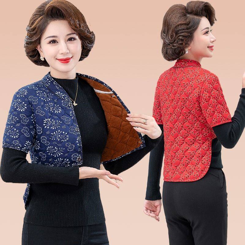 中老年驼绒保暖马甲女中