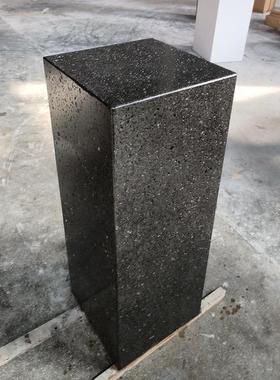 哑光天然黑色石灰华大理石装饰底座酒店装饰柱装饰底座雕塑桌