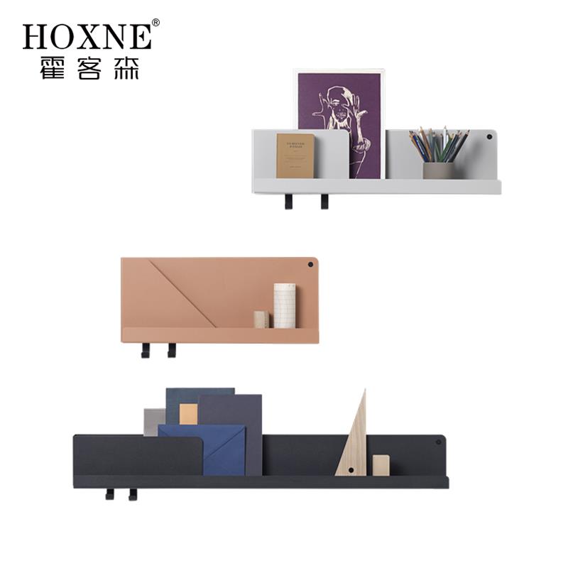 霍客森北欧墙上壁挂一字隔板置物架背景墙装饰架铁艺创意折板挂钩