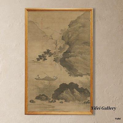 桔子格调 渔舟读书图 中古新中式客厅书房茶室挂画覆古卧室装饰画