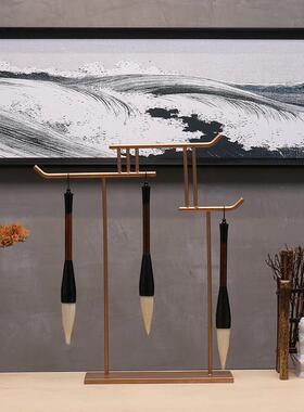 新中式现代创意书房办公室毛笔架艺术品摆件客厅玄关酒柜软装饰品