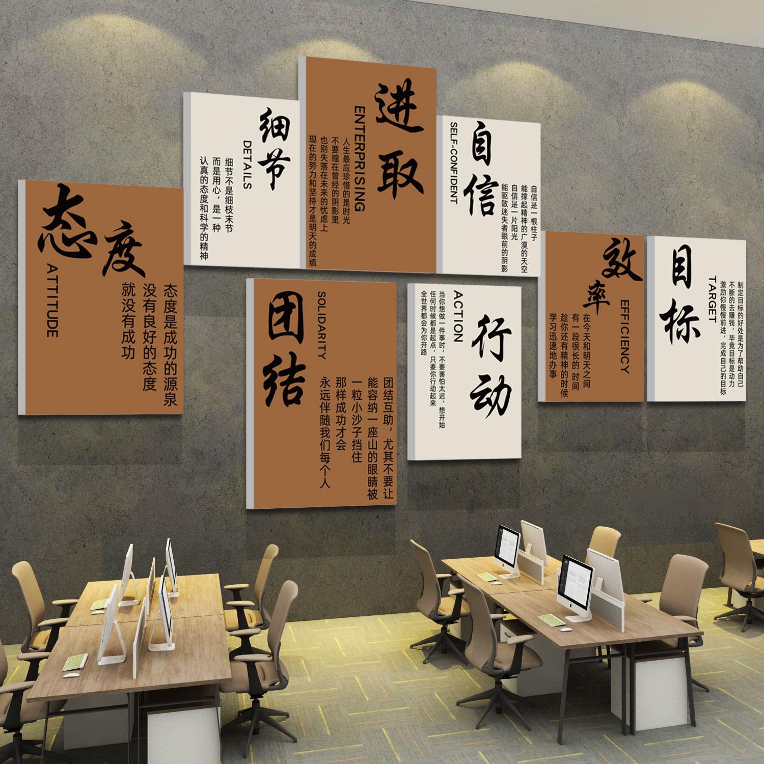 办公室墙面装饰企业文化会议团队励志标语公司背景氛围布置贴纸画