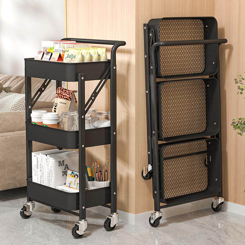 家用收纳手推车客厅零食置物架小推车带轮夹缝收纳架厨房多层架子