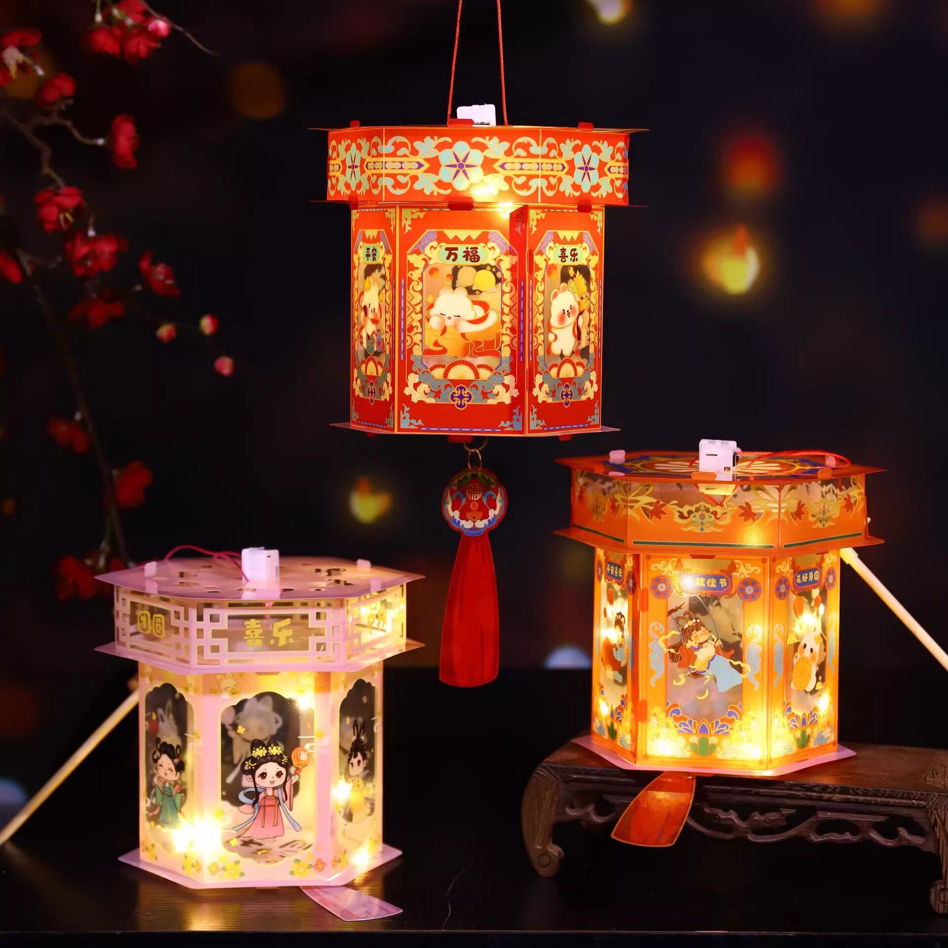 中秋节灯笼pvc宫灯幼儿园儿童学生中秋礼物手提灯手工diy古风花灯