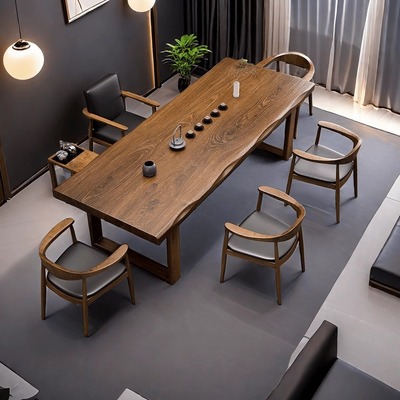 全实木茶桌办公室茶台大板组合