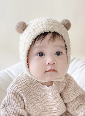 冬天帽子围巾一体女小熊2026新款女士毛绒加绒加厚骑车护耳保暖帽