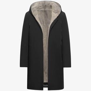 十字貂内胆中长款 派克服加厚水貂保暖皮大衣男环保皮草外套大衣