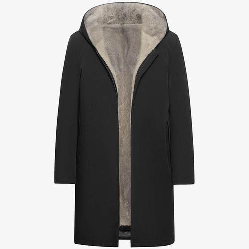 男士中长款貂皮大衣皮草外套