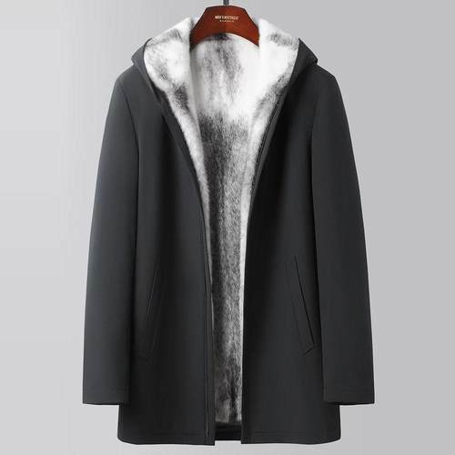 派克服中长款连帽水貂皮草