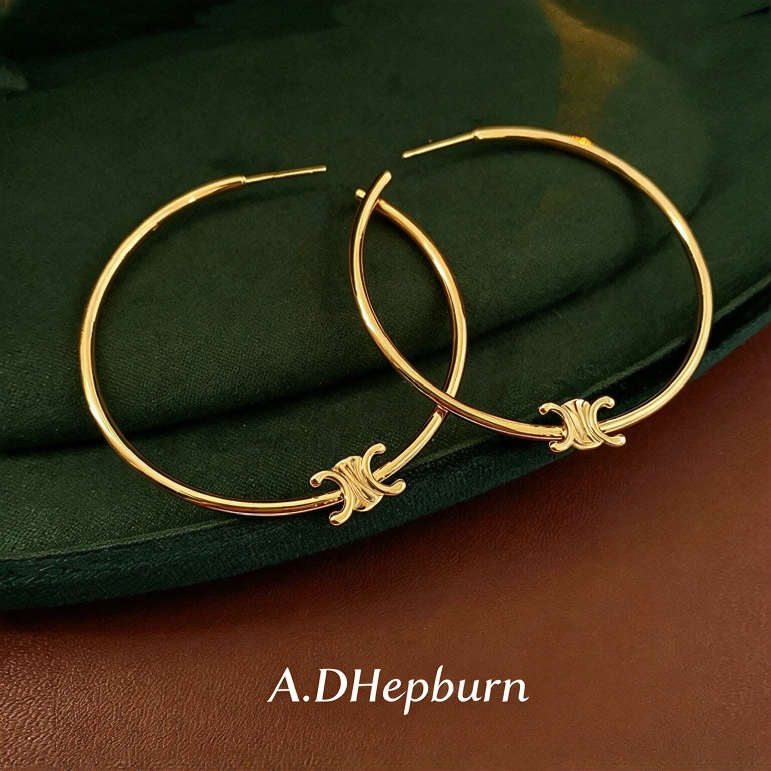 A.DHepburn张婧仪时装周同款耳环凯旋门大号金色耳圈夸张耳饰新款