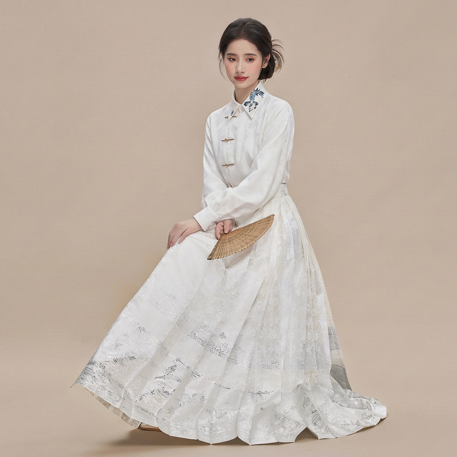 星河汉歌蓬莱白色马面裙衬衫上衣女套装明制汉服改良日常新中式冬,女装/女士精品,汉服半身裙,淘宝优惠券,粉丝福利购,淘宝优惠卷