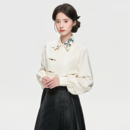 星河汉歌翠羽衬衫 白色女冬明制汉服改良日常 马面裙上衣新中式