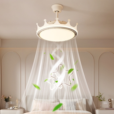 儿童房静音无叶吊扇灯护眼无频闪